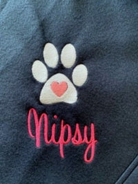 Personalized Dog Fleece Blanket - Navy Blue / Paw with Name