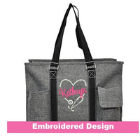 Large Hospital Worker Tote - Nurse Graduate Gifts - Gray 16 inch tote