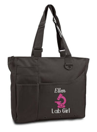 Personalized Lab Worker Bag - Lab Tech Bag - Black / Script