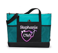 Personalized Medical Worker Tote Bag - Black / Script