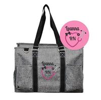 Large Clinical Tote - Script / Gray 16 inch tote
